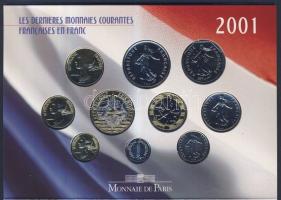 Franciaország 2001. 1c-20F 10db klf érték szett dísztokban T:BU