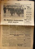1939 Az Új nemzedék újság március 16.-i száma, a második Bécsi döntés híreivel szövegével és a Szlov...