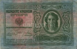 1912 100K (2x) "Magyarország" piros körbélyegzővel T:III