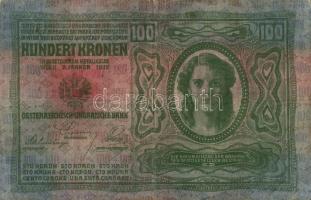 1912 100K (2x) "Magyarország" piros körbélyegzővel T:III