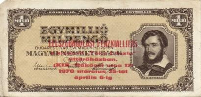 1945. 10.000.000P "Forradalmaink pénzei kiállítás Kecskemét, 1969. március 23-30" felülbél...