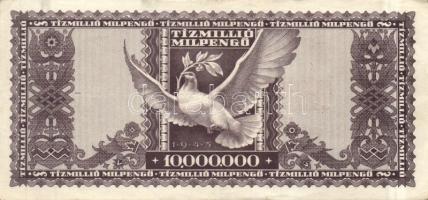 1945. 10.000.000P "Forradalmaink pénzei kiállítás Kecskemét, 1969. március 23-30" felülbél...