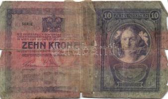 1904. 10K (2x) román körbélyegzővel T:IV + 1914. 100K (2x)piros "Magyarország" körbélyegző...