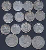Hollandia 1849-1941. 10c, 25c, 1/4G (15x) Ag T:vegyes