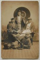 cca 1900 Az SMS. Panther matrózai Japán népviseleti ruhában / The soldiers of the SMS. Panther in Japaneese clothes Photo-popstcard