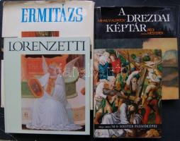 4 db festészeti könyv: Mojzer Miklós - M.S. mester passióképei, A Drezdai Képtár, Lorenzetti, Ermitázs