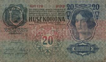 1913. 20K (3x) egyik román körbélyegzővel, kettő délszláv bélyeggel és bélyegzővel + 1915. 10K román...