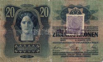 1913. 20K (3x) egyik román körbélyegzővel, kettő délszláv bélyeggel és bélyegzővel + 1915. 10K román...