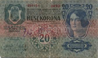 1913. 20K (3x) egyik román körbélyegzővel, kettő délszláv bélyeggel és bélyegzővel + 1915. 10K román...