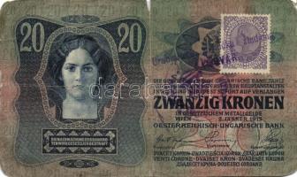 1913. 20K (3x) egyik román körbélyegzővel, kettő délszláv bélyeggel és bélyegzővel + 1915. 10K román...