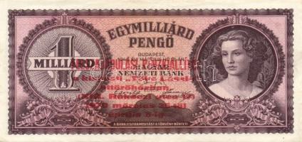 1946. 1.000.000.000P (2x) "Felszabadulási pénzkiállítás a kispesti Tőke László úttörőházban 197...