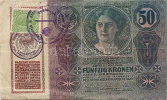 1914. 50K szerb-horvát bélyegzővel és bélyeggel T:IV+