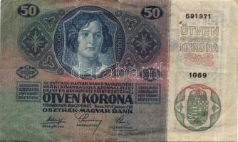 1914. 50K szerb-horvát bélyegzővel és bélyeggel T:IV+