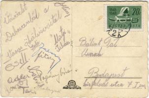 1950. Képeslap a Vasas ökölvívócsapat tagjainak aláírásával/ AK mit Unterschrift von Boxern des Sportklubs Vasas