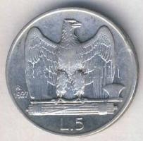 Olaszország 1927. 5L Ag T:3