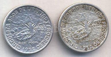 Kuba 1952. 40c (2x) Ag "40 éves a Köztársaság" T:3