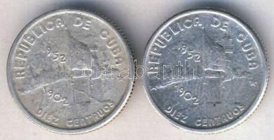 Kuba 1952. 40c (2x) Ag "40 éves a Köztársaság" T:3