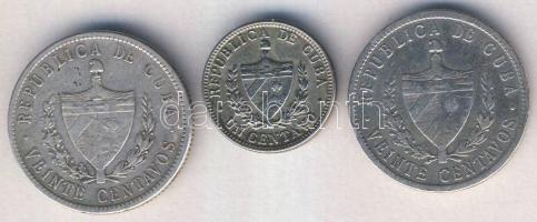 Kuba 1920. 20c (2x) Ag + 1946. 1C T:3