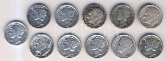 USA 1917-1964. 1d (11x) Ag T:vegyes