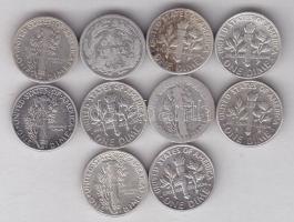 USA 1902-1963. 1d (10x) Ag T:vegyes