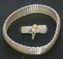 Díszes női Ag gyűrű és Ag karkötő garnitúra (összesen 39,12g)