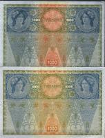 Ausztria 1919 1000K jelentősen elcsúszott felülnyomás + alappéldány T:II