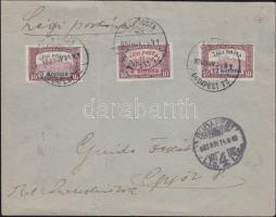 1920 (2. díjszabás) Légi posta teljes sor légi levélen Győrbe / Mi 319-321 on airmail cover to Győr