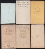cca 1870-1890 2 db nagy és 9 kisméretű keményhátú fotó, néhány a modellek nevével, klf ritka műterme...