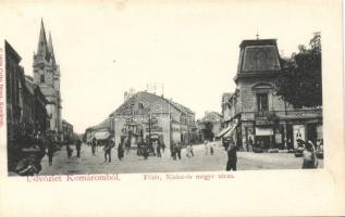 Komárom Nádor street with the shops of Mészáros and Stettler