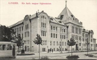 Újvidék Catholic grammar school with tram