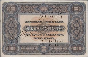 1920. 1000K "MINTA" perforációkkal, "B09-506201" sorszámmal T:II-/III+ (8-10 apr...