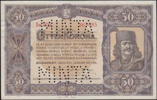 1920. 50K "MINTA" perforációkkal, "5a 003-365085" sorszámmal T:II+/II (8-10 apró lyukadás!)