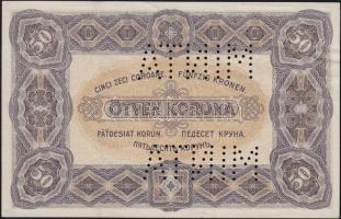 1920. 50K "MINTA" perforációkkal, "5a 003-365085" sorszámmal T:II+/II (8-10 apró...