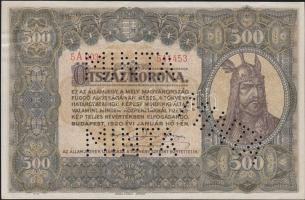 1920. 500K "MINTA" perforációkkal, "5A 003-541453" sorszámmal T:II (8-10 apró lyukadás!)