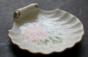 Herendi jelzéssel ellátott kagyló formájú aranyozott porcelán névjegykártya tartó / Herend chinaware business-card holder d:10 cm