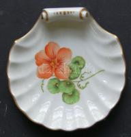 Herendi jelzéssel ellátott kagyló formájú aranyozott porcelán névjegykártya tartó / Herend chinaware...