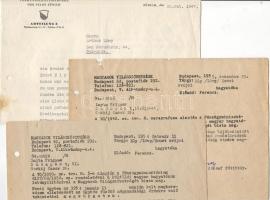 1947-54 3 dokumentum a Löwy cslád zürichi bankbetétről, 2 a Magyarok Világszövetségének