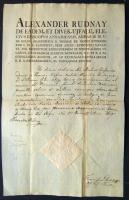 1809 Radnay Sándor hercegprímás aláírt irata