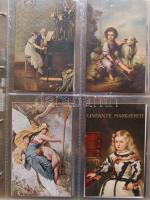 240 db jó minőségű művészeti képeslap az 1910-es évekből, luxus képeslap albumban / Art, paintings 240 good quality cards in album