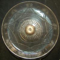 1800-as évekből származó ezüst gyümölcskínáló metszett üvegtállal, szép állapotban / 19th century si...