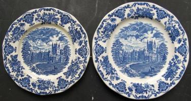 Angol királyi házat ábrázoló 6+2 db-os porcelán tányér készlet, valódi kézzel gravírozott / Chinawar...