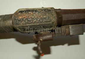 17. századi eredeti érintetlen Török Ottomán birodalmi elöltöltős muskéta damaszkuszi acélból készít...