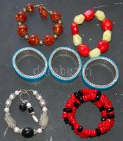 7 db féldrágakő karkötő: howlit, korall, citrom-jade, ónix, kvarc, tenyésztett édesvízi gyöngy