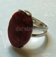 Női ezüst (Ag) gyűrű nagy korall kővel 9,92 gr