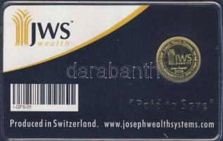 Svájc 1/4 Shekel "JWS Wealth" arany érme Au (999.9) 2.85g T:PP eredeti bontatlan dísztokba...