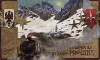 Italian Railway Advertisement artist signed