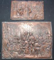 Egy ókori jelenetet és egy németalföldi életképet ábrázoló rézlemez (9x15 cm, 16x22 cm)