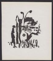 Kassák Lajos: Monotípia, 16x18,5 cm