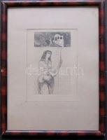 Würtz Ádám: Akt, rézkarc, keretben 26x35 cm