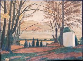 1920 Olvashatatlan jelzéssel: Kápolna, akvarell, 37,5x27cm